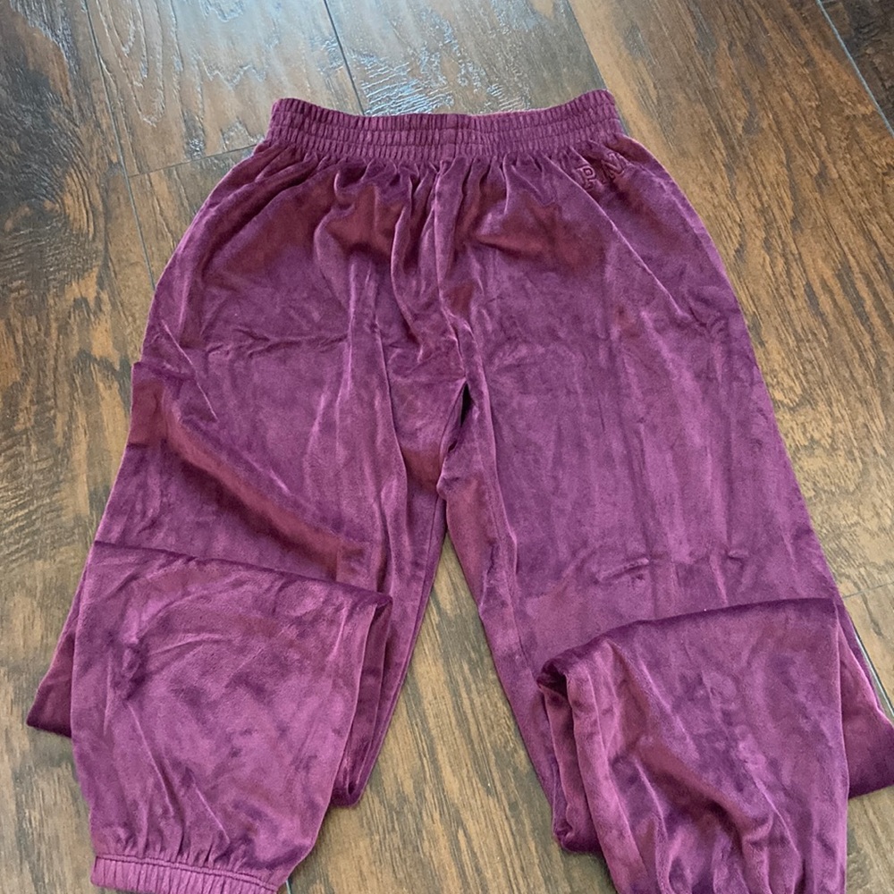 Pink velour sweatpants
